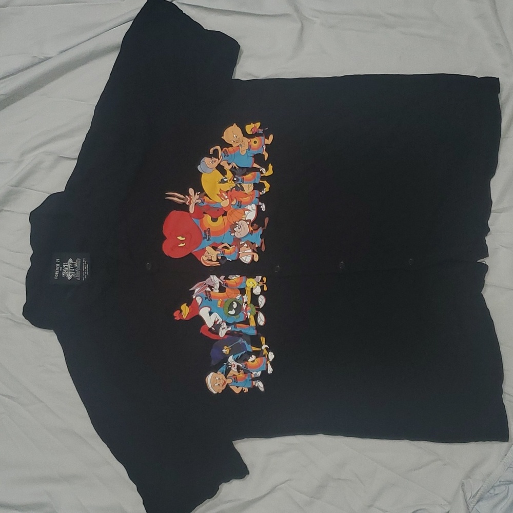 Forever 21 Space Jam mens short sleeve button up